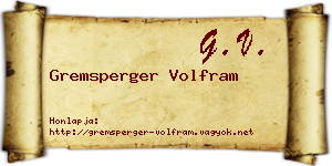Gremsperger Volfram névjegykártya